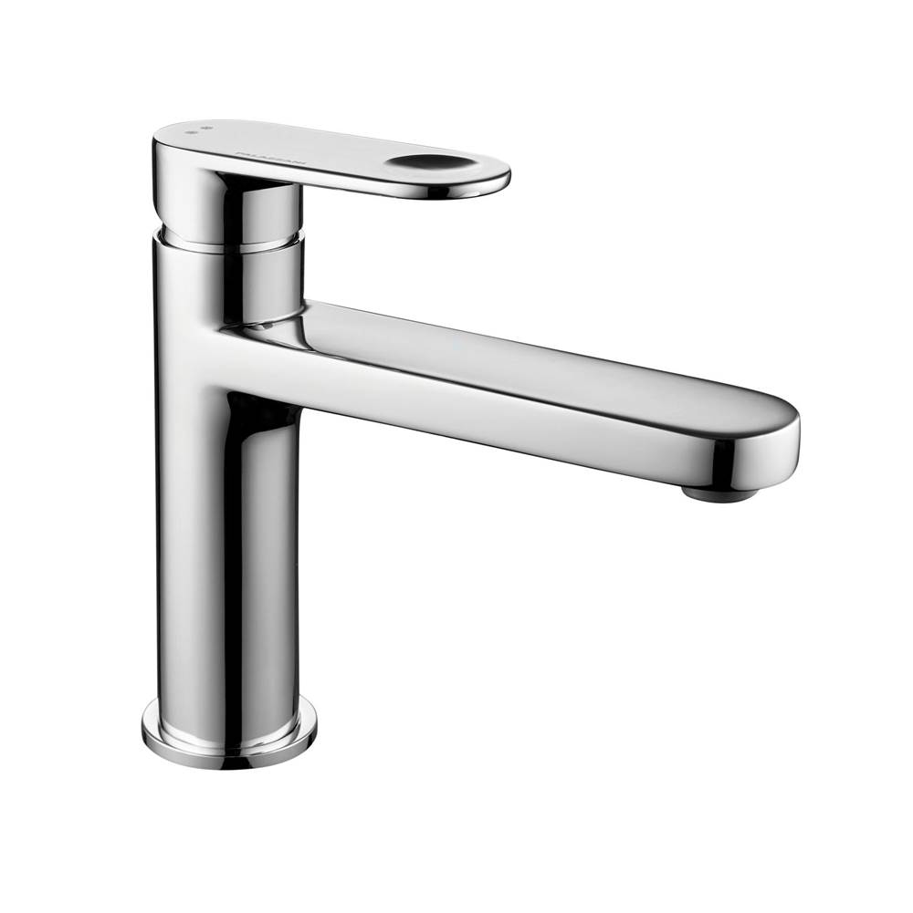Palazzani WILD - Single lever lavatory faucet with Click-Clack waste 1.25'' ,elongated spout 144 mm and tail piece. (Chrome).
