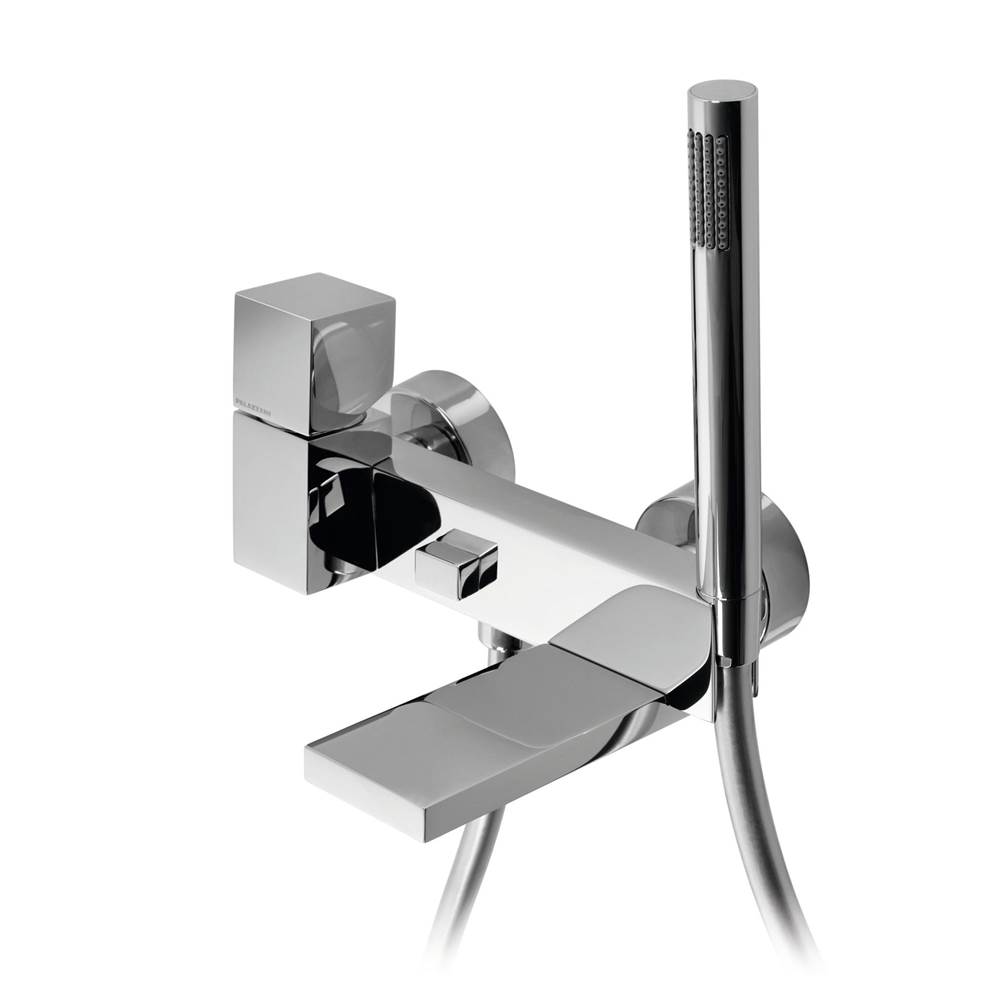 Palazzani Track - Single lever wall mounted bath faucet with diverter for handshower with 59'' flexible hose. (Chrome)