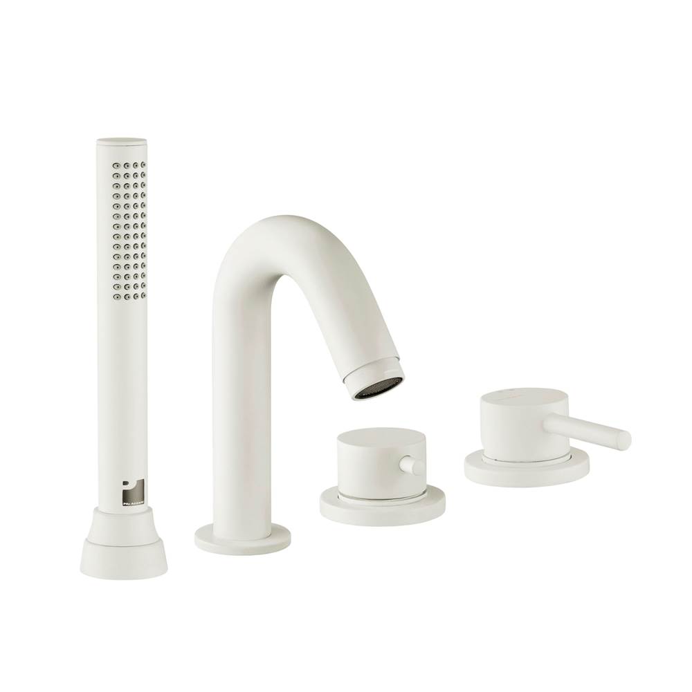Palazzani DIGIT-Four hole deckmount tub faucet with diverter for handshower with 59'' flexible hose (MAtte White)