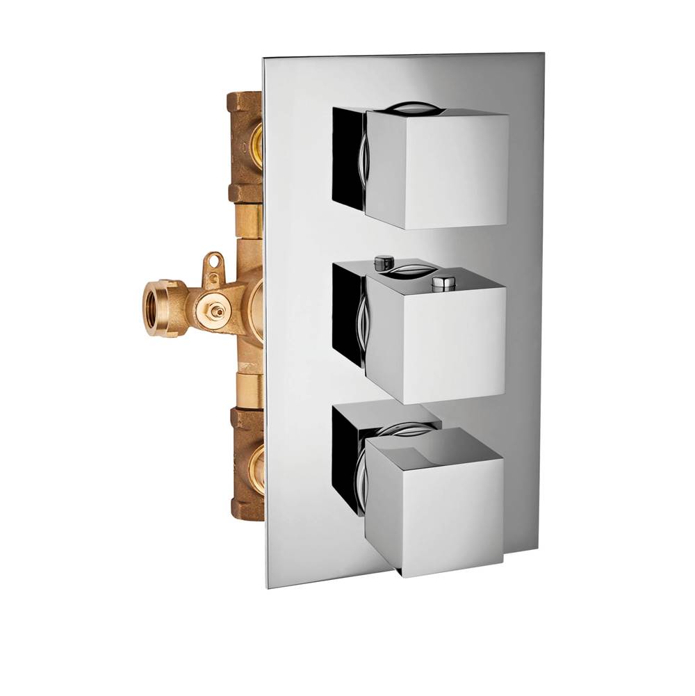 Palazzani TRACK - Thermostatic valve 3/4'' with two stop valves (Chrome)