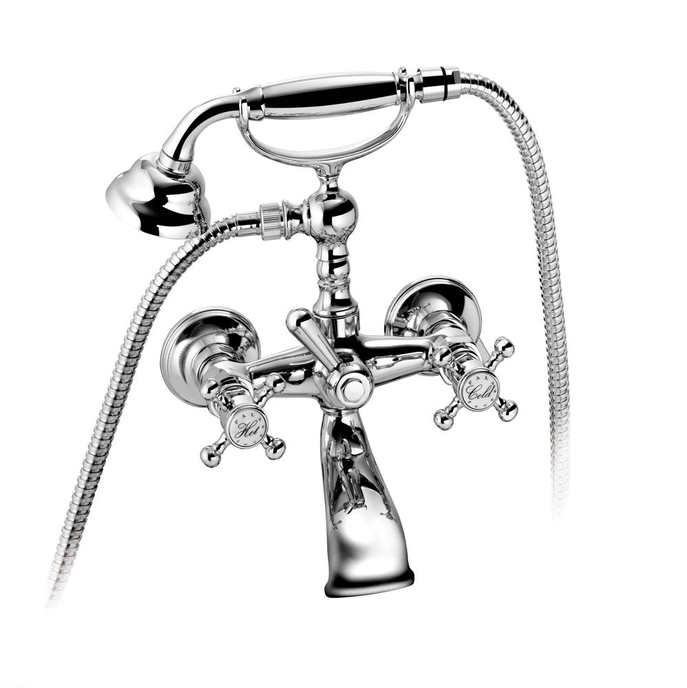 Palazzani ADAMS - 6'' CC bath faucet with diverter for handshower. Cross handles (CHROME) BOX: 11 X 8 X 6   8 LBS