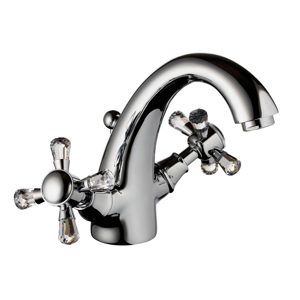 Palazzani ADAMS - Single hole lavatory faucet and pop-up waste 1.25''.  Cross handles (CHROME-SWAROVSKI)