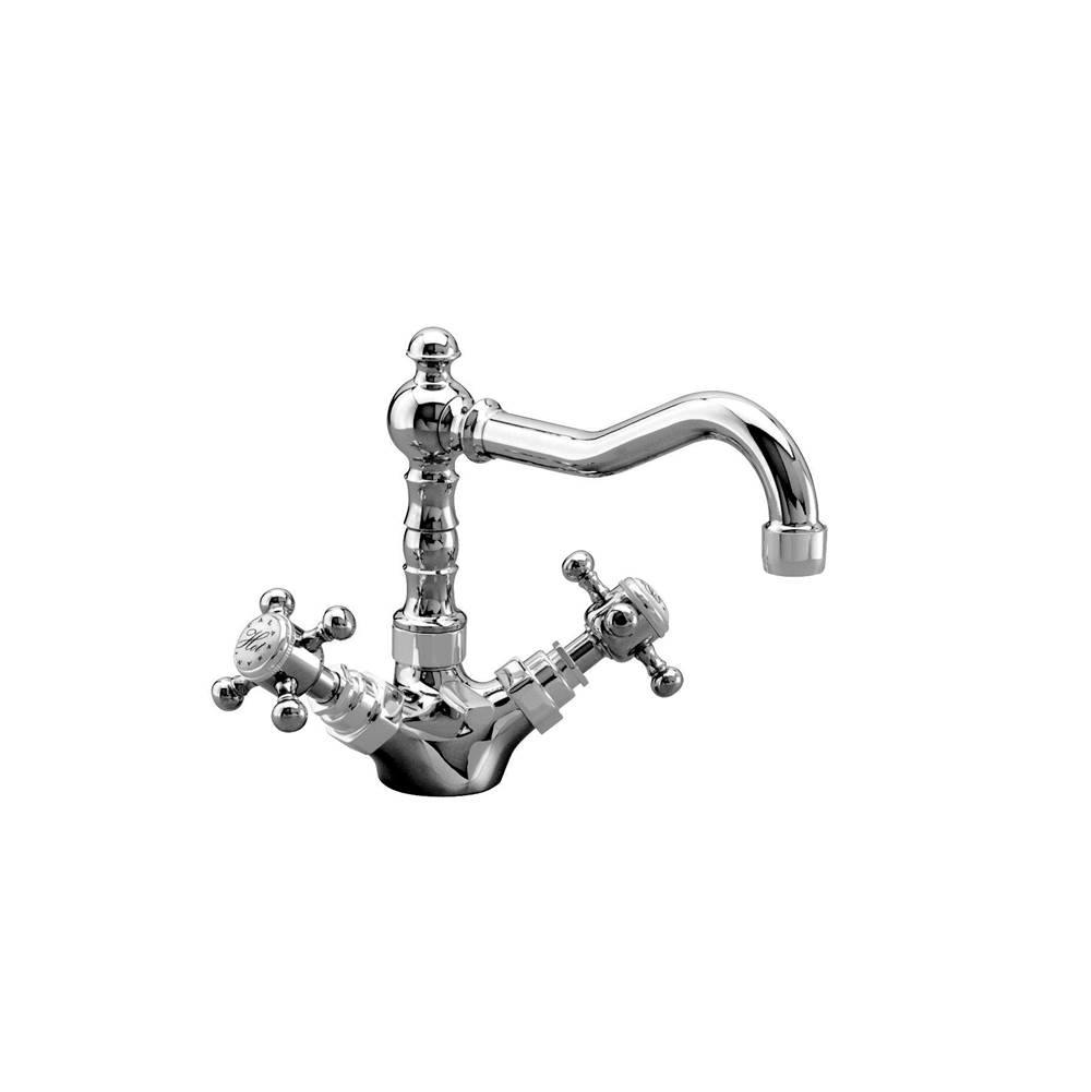 Palazzani ADAMS - Single hole lavatory faucet with swivel spout and pop-up waste 1.25''. Cross handles (CHROME) BOX: 19 X 6 X3 -  6LBS