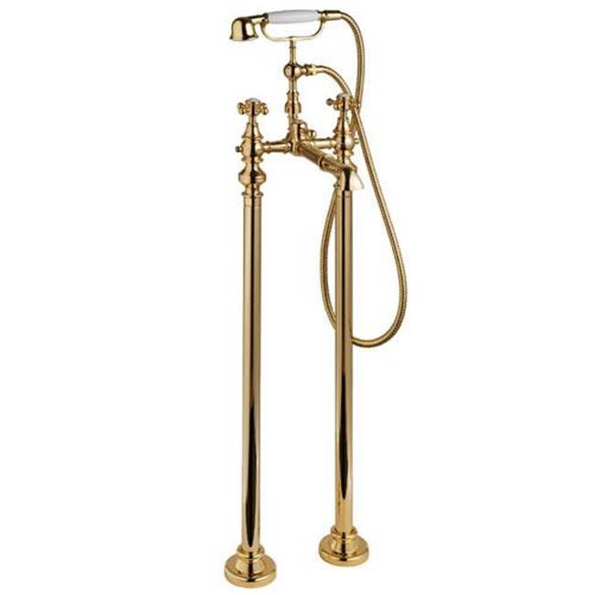 Palazzani ADAMS - Free standing tub faucet with diverter for handshower 7 3/32'' CC -  Cross handles (GOLD-SWAROVSKI) 34x14x10  36lbs