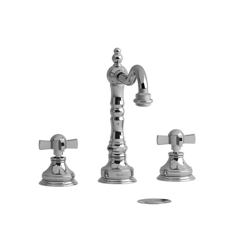 Riobel Retro 8 Inch Bathroom Faucet - Chrome With X-Shaped Handles