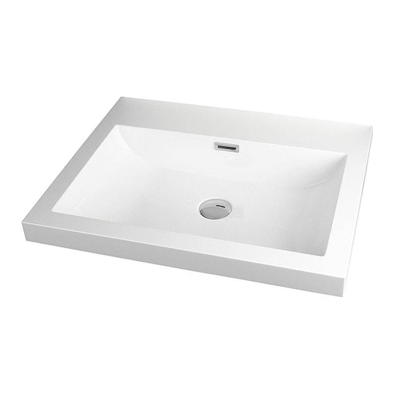 Rubi Solid Thin Counter Sink Matt White Surface With Overflow