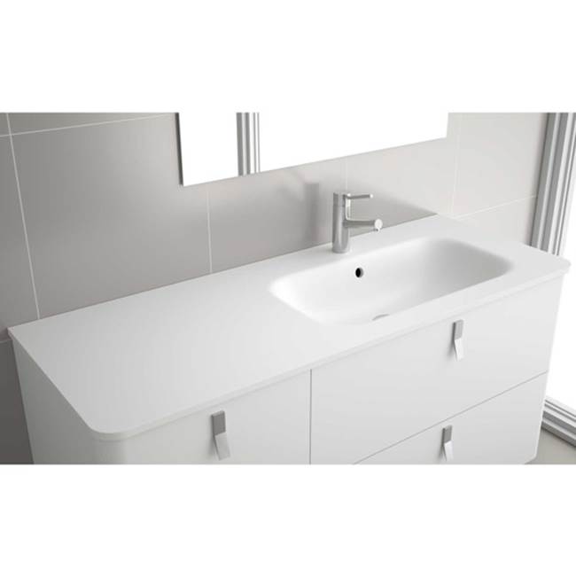 Salgar Uniiq 900L Vanity Countertop With Integrated Sink White Mat Range Left Solid Mineral 35 12X 18