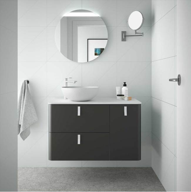 Salgar Uniiq 900 Wall Hung Vanity With 2 Drawers Left Hand Lavabo And 1 Right Soft Close Door Carbontx Interiors Matt Grey Anthracite
