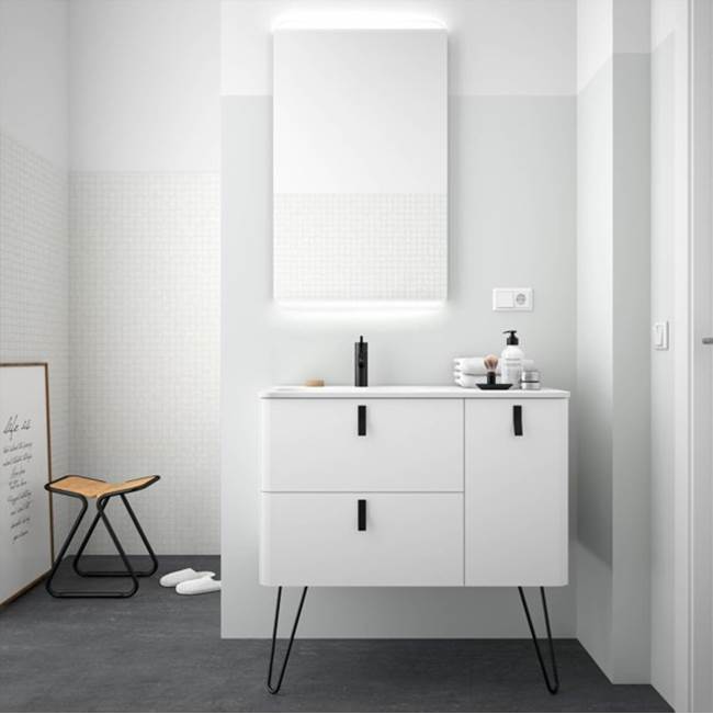 Salgar Uniiq 900 Wall Hung Vanity With 2 Drawers Left Hand Lavabo And 1 Right Soft Close Door Carbontx Interiors Matt White