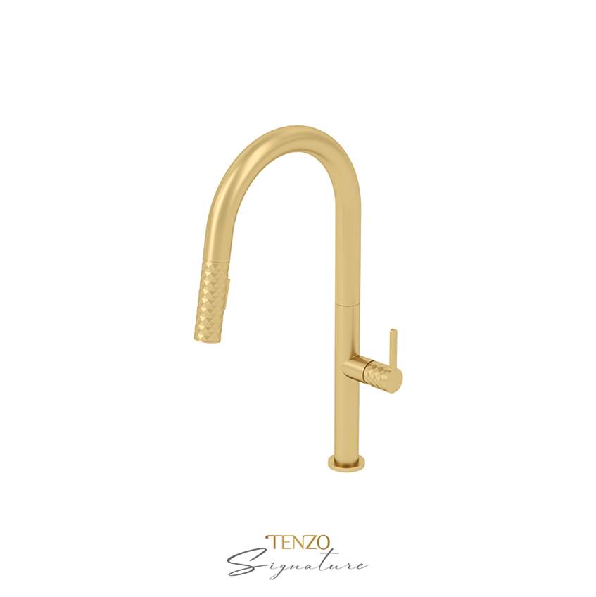 Tenzo Single-handle kitchen faucet Calozy with pull-down & 2-Function hand shower brushed gold