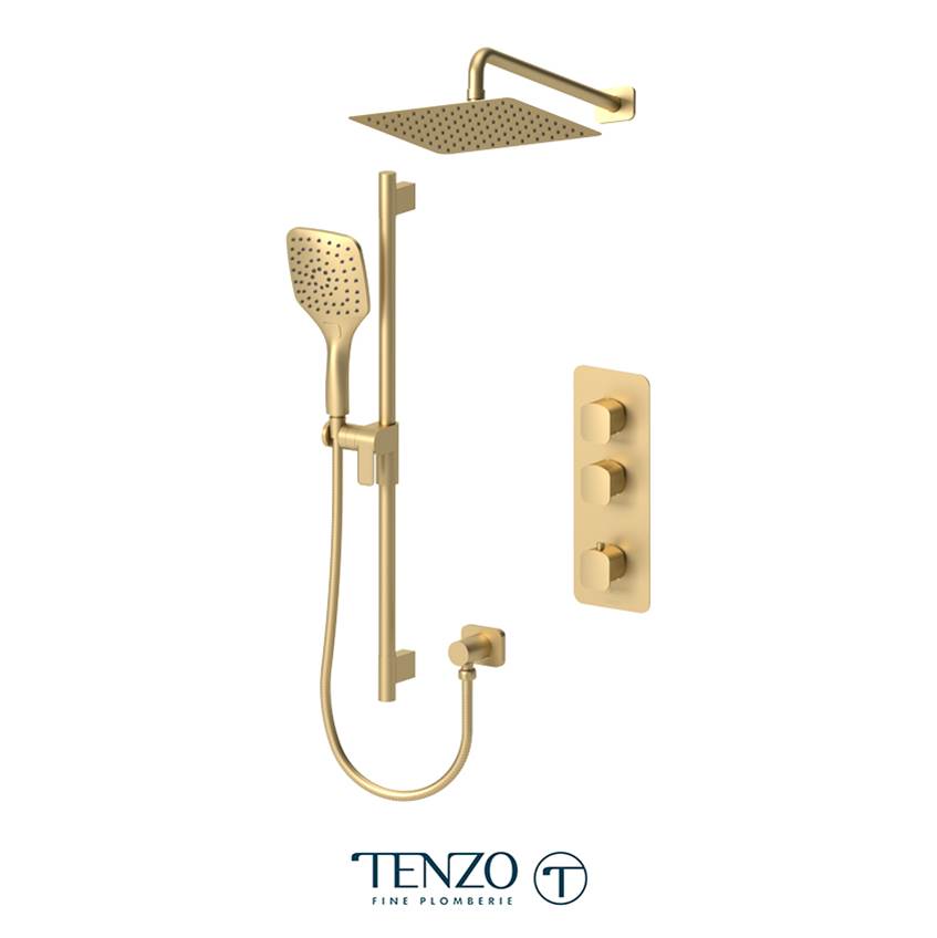 Tenzo Delano Extenza kit 2 functions thermo brushed gold finish