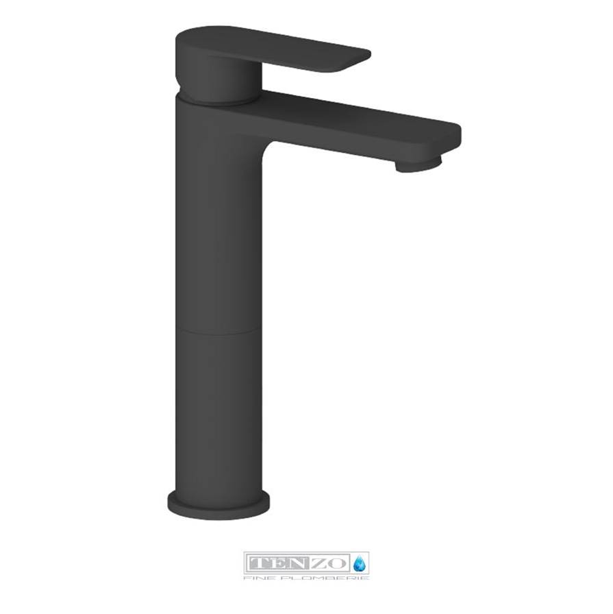 Tenzo Delano single hole tall lavatory faucet matte black with (overflow) drain
