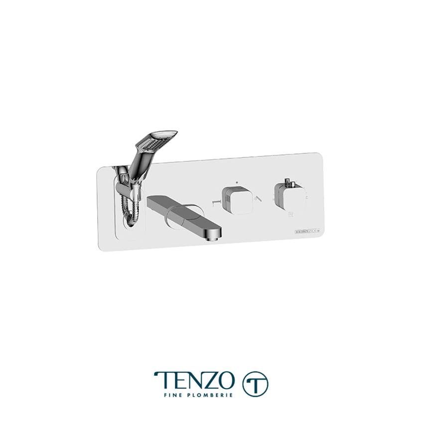 Tenzo Wall mount tub faucet with retractable hose Quantum chrome