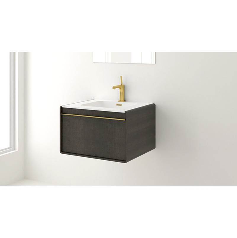 WETSTYLE  Canada Deco Vanity Wallmount 60'' - Wl Config Torrified Eucalyptus And White Matte Lacquer - Brushed Steel